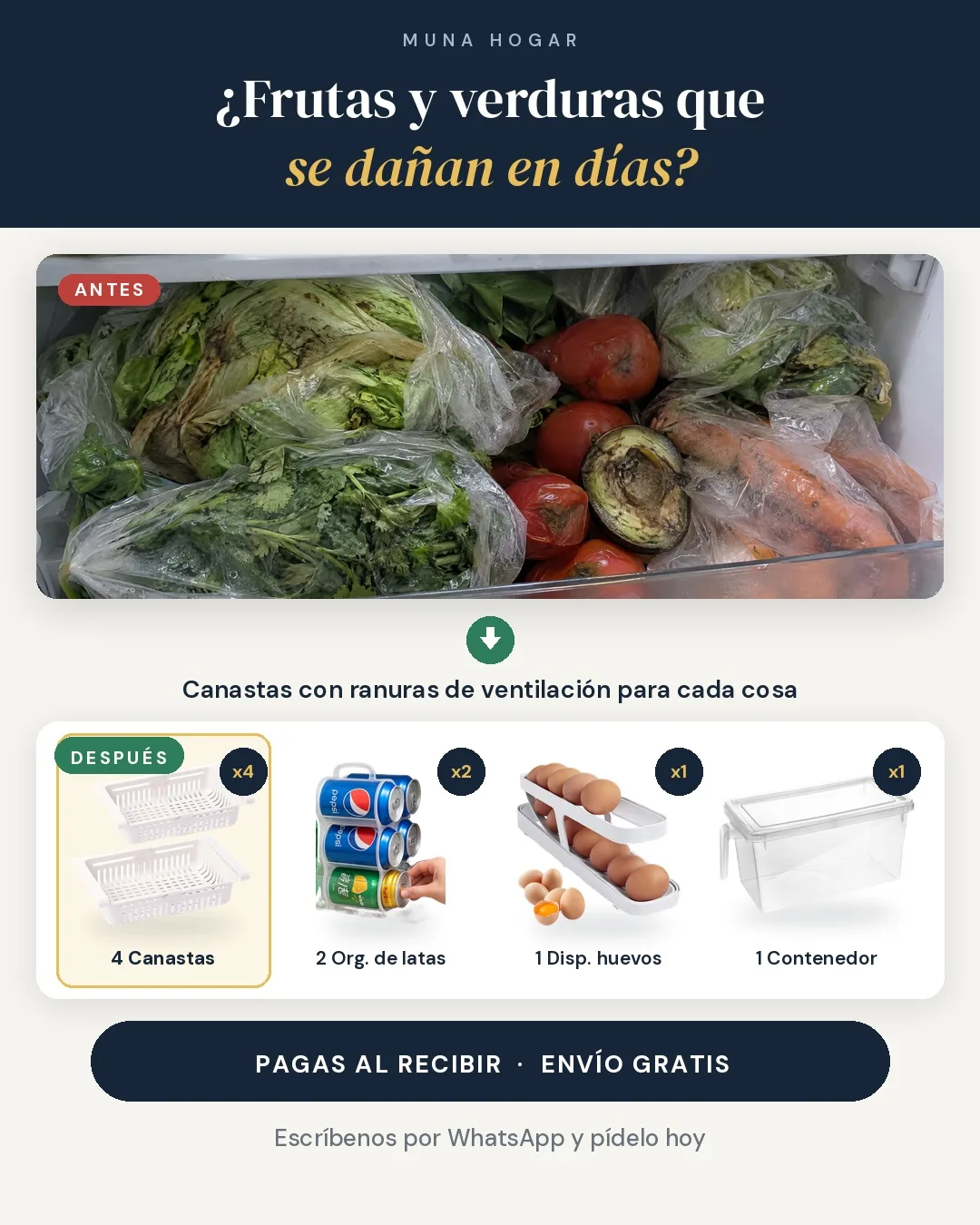 Combo Nevera Organizada · 8 piezas