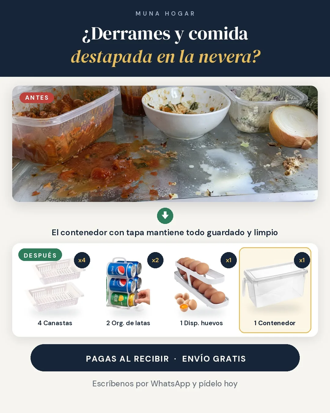 Combo Nevera Organizada · 8 piezas
