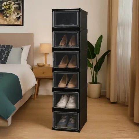 Zapatero Plegable de 6 Niveles con Puertas